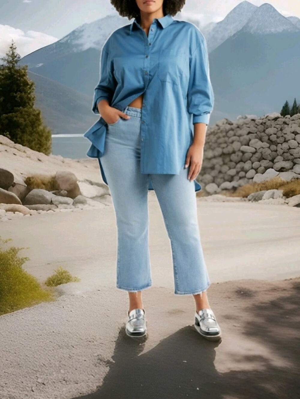 HARSHMAN: LOS ANGELES: $198: VIVANT: TUNIC: BLOUSE: STELLAR BLUE: SIZE: 2X: NEW